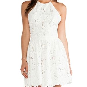 Zimmermann Roamer Halter Dress in White Broderie